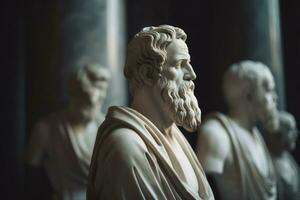 Statue marble philosopher stand. Generate Ai photo