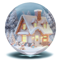 Sparkling crystal snowball with a warmest house and a puppy png