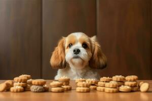 Puppy table biscuits. Generate Ai photo