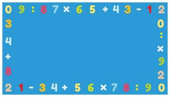 Illustration of numbers and punctuation marks on a blue background. Educational background with a mathematics theme vector