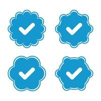 Set of vector badges and labels with check mark icons. Approved and certified icon. Check mark symbol. verified blue check logo with cloud shield. speech bubble check mark icon