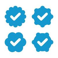 Set of vector badges and labels with check mark icons. Approved and certified icon. Check mark symbol. verified blue check logo with cloud shield. speech bubble check mark icon