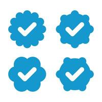 Set of vector badges and labels with check mark icons. Approved and certified icon. Check mark symbol. verified blue check logo with cloud shield. speech bubble check mark icon