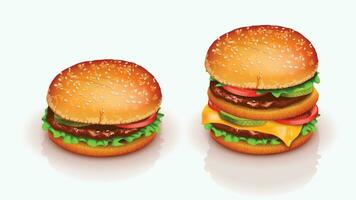 hamburger in set vector