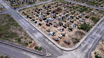 Aerial View of Cemetery. Cemetery with gravestones during day time. 4k stock footage. video