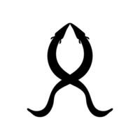 Silhouette of the fire eel, Mastacembelus erythrotaenia, is a relatively large species of spiny eel, can use for art Illustration, logo type, pictogram, website, or graphic design element. Vector