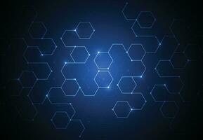 Abstract science template. Technology lines and dots connection background. Wallpaper or banner with a DNA molecules. Vector illustration