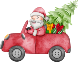 santa claus conduciendo coche png