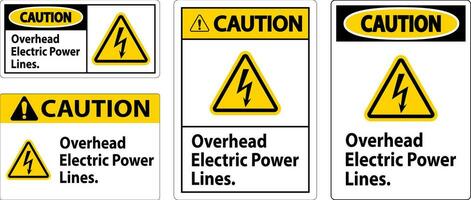 Caution Sign Overhead Electric Power Lines vector