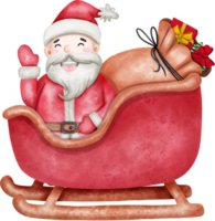 Papa Noel claus paseo trineo con saco bolso png