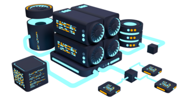 3d blockchain conceito. 3d criptomoeda. plataforma criação do digital moeda. grande dados tecnologia. 3d render ilustração png