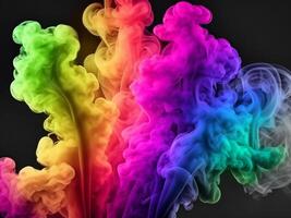 colorful smoke on black background. photo