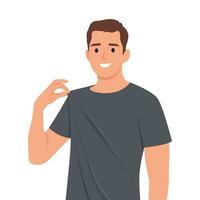 Young  man looking arrogant holding his shirt, successful, positive and proud, pointing to self vector