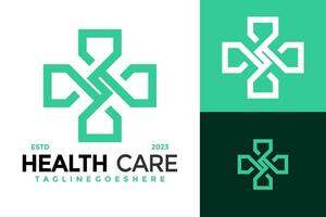 Letter S Health care cross Logo design vector symbol icon illustration