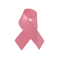 3d icon pink ribbon in the breast cancer awareness month. Medical illustration symbol png