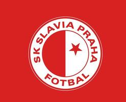 Slavia Prague Club Symbol Logo Czech Republic League Football Abstract Design Vector Illustration With Red Background