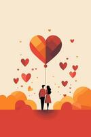 Valentines Day Love Couple Heart Flat Art vector