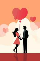 Valentines Day Love Couple Heart Flat Art vector