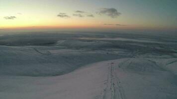 Khibiny Mountains in Twilight, Aerial View video