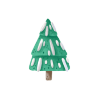 pinho árvore ilustração. verde Natal árvore, véspera com neve em galhos, fofa infantil mão pintado ilustração. isolado clipart, elemento. png