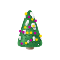 pinho árvore com festão, luzes ilustração. verde Natal árvore, véspera com neve em galhos, fofa infantil mão pintado ilustração. isolado clipart, elemento. feriado a comemorar png