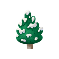 pinho árvore ilustração. verde Natal árvore, véspera com neve em galhos, fofa infantil mão pintado ilustração. isolado clipart, elemento. png