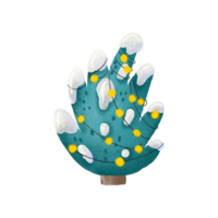 pinho árvore com festão, luzes ilustração. verde Natal árvore, véspera com neve em galhos, fofa infantil mão pintado ilustração. isolado clipart, elemento. feriado a comemorar png