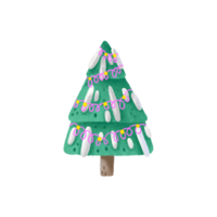 pino árbol con guirnalda, luces ilustración. verde Navidad árbol, víspera con nieve en sucursales, linda infantil mano pintado ilustración. aislado clipart, elemento. fiesta celebrando png