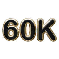 60k text effect 3d rendering illustration element png