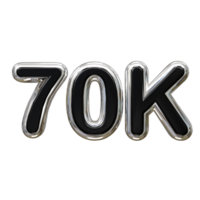 70k text effect 3d rendering illustration element png