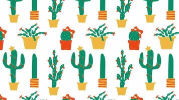 inverno vacanza decorazioni. Natale cactus animazione ciclo continuo sfondo. .video piatto cartone animato animazione design elemento. 4k video metraggio