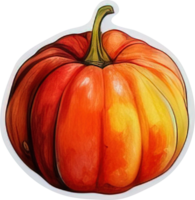 Beautiful pumpkins on isolated white background. Watercolor illustration. Hand drawing. It is perfect for thanksgiving cards or posters, halloween. AI Generative png