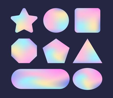 Holographic stickers. Blank rainbow shiny emblems. Vector stock illustration