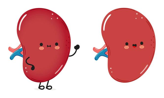 Spleen organ waving hand character. Vector hand drawn cartoon kawaii character illustration icon. Isolated on white background. Spleen organ character concept