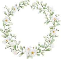 Watercolor wreath with flowers and leaves png