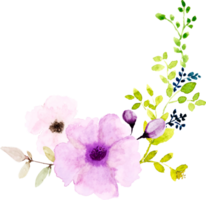 Watercolor Purple Flowers Bouquet png