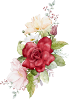 waterverf arrangement met roos bloemen png