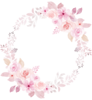 Watercolor Wreath of Pink Flower png