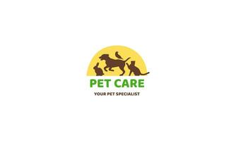 cat and dog pet love logo with line art concept design illustration vector