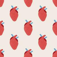 Seamless heart pattern on beige background. vector