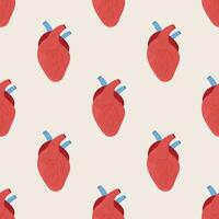 Seamless heart pattern on beige background. vector