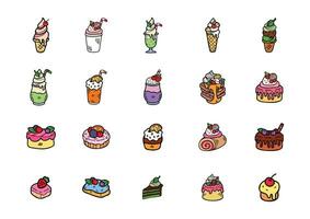 handraw desserts bakery collection vector