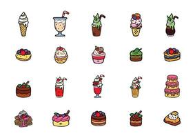 handraw desserts bakery set cute collection vector