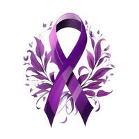 purple ribbon alzheimer symbol graphic on white background photo