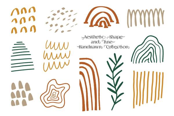 Aesthetic Abstract Shape and Brush Stroke Collection