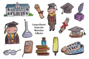 Campus and University Element Watercolor vector