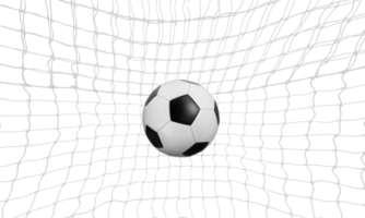 Soccer or soccer ball in goal net isolated PNG transparent