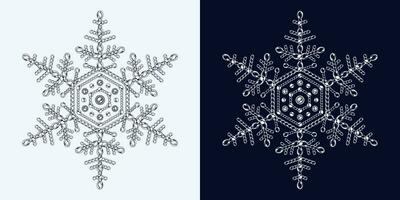 Fancy monochrome snowflake made of jewelry chains vector
