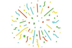 Exploding party popper. Cracker with colorful confetti. Festive firecracker icon. Popping ribbon confetti. Cracker for celebrating christmas birthday. Vector illustration isolated on white background.