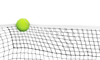 tennis Balle dans le net isolé png transparent